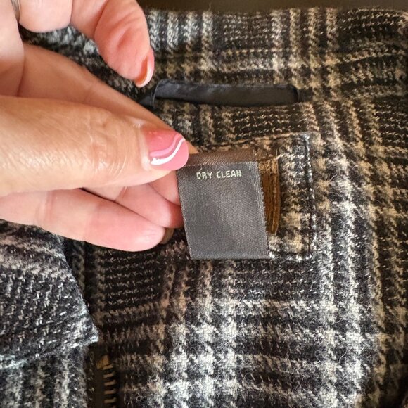 Ruff Hewn Womens Plaid Wool-Blend Jacket Size Small Black White Zip Front Lined - Picture 6 of 9